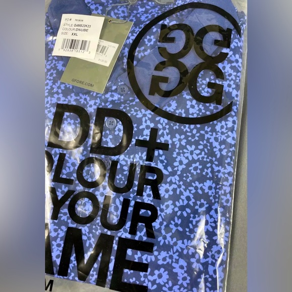 G/FORE G4 Golf Shirt Polo Floral Print XXL Blue DNUBE Polyester Spandex - Picture 2 of 5